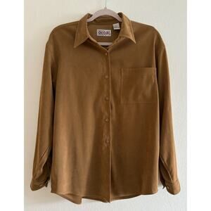 Vintage Bill Blass Faux Suede Button Down Long Sleeve Shacket Medium